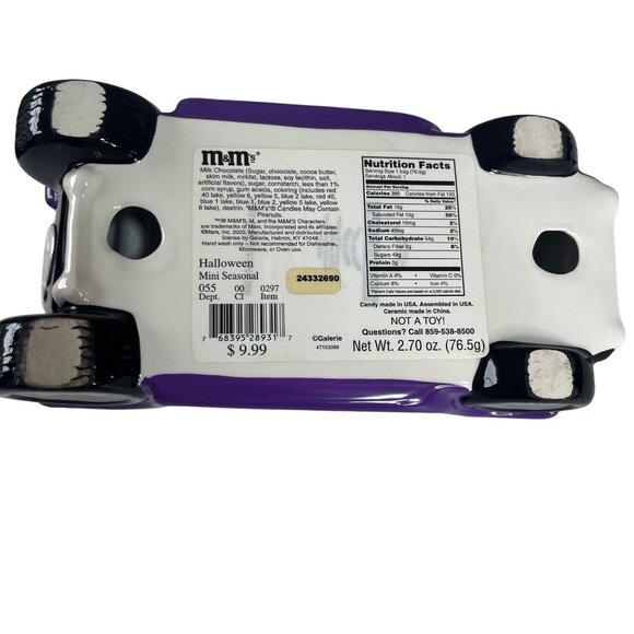 M&M's Halloween Hot Rod Car Candy Dish Ceramic Purple Black Galerie 2003 - Picture 9 of 10